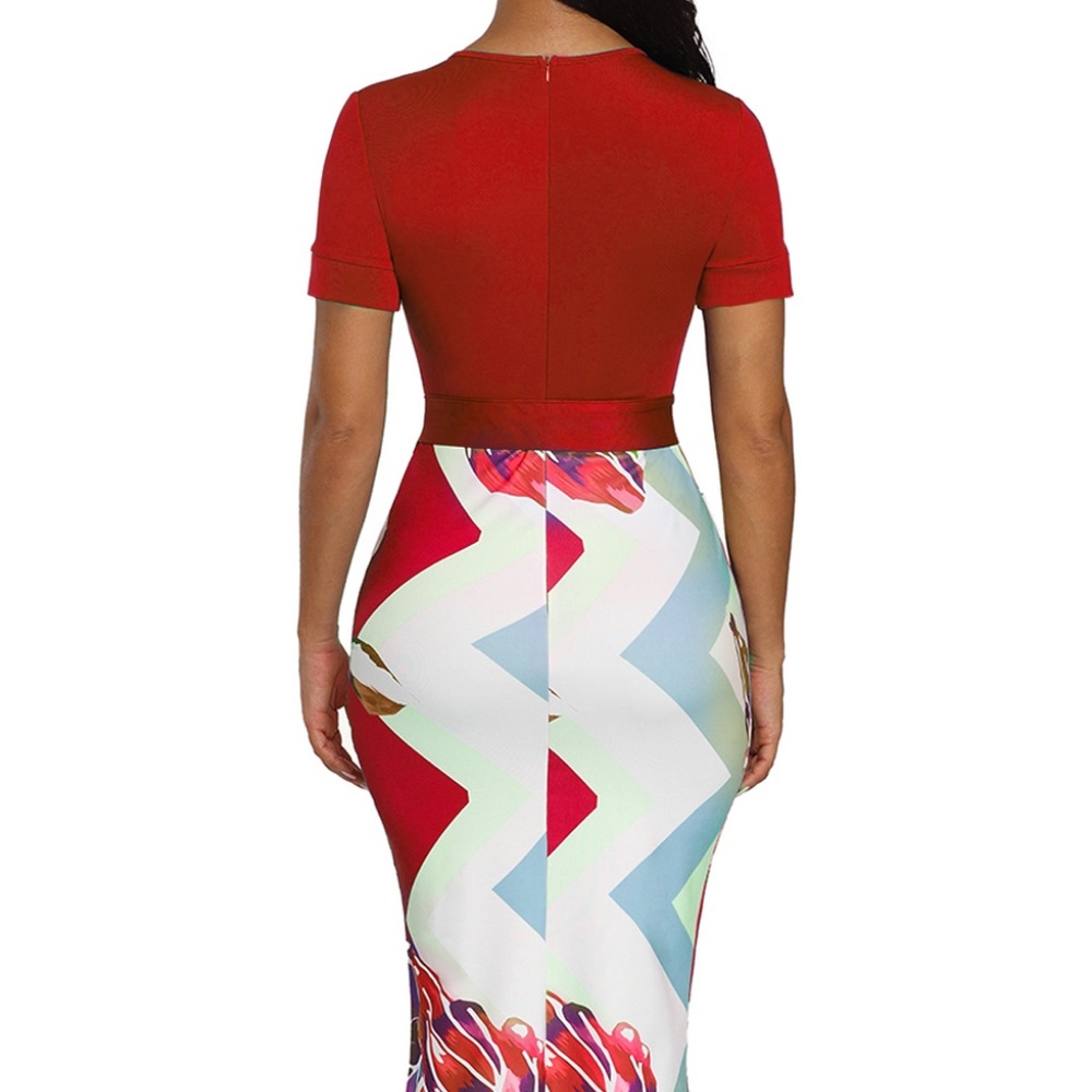 Red Print Midi Dress - Picture 2 of 2